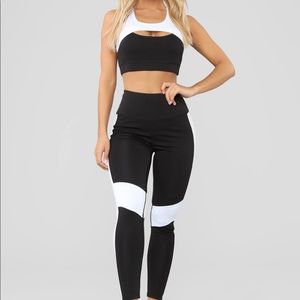FASHION NOVA black and white legging set